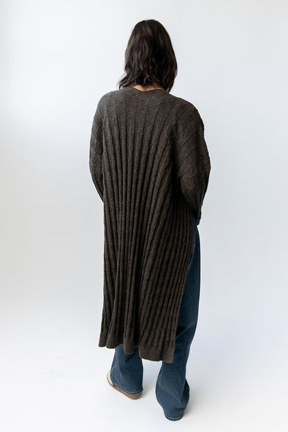 Eve Ribbed Duster in Olive - FINAL SALE