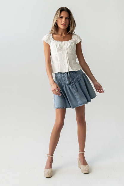 Briana Button Up Top in White