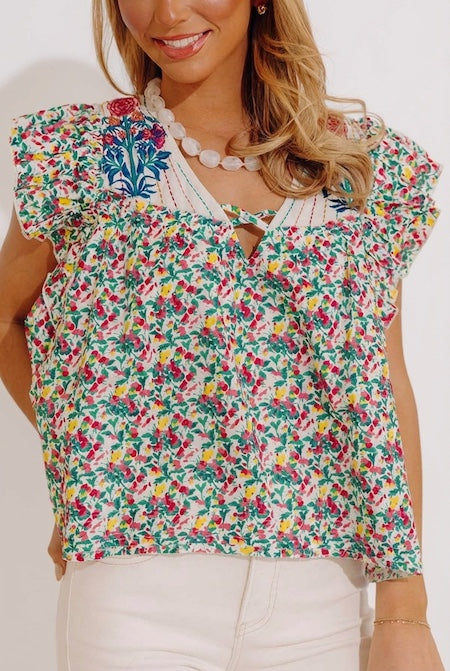 Summer In Sicily Floral Shift Top