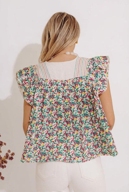 Summer In Sicily Floral Shift Top