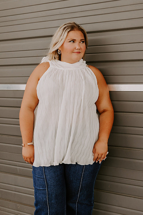 Lead Me Back To You Pleated Top in White Curves