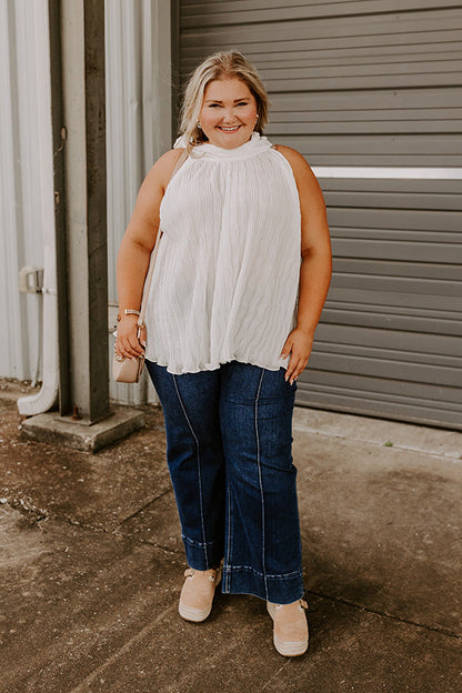 Lead Me Back To You Pleated Top in White Curves