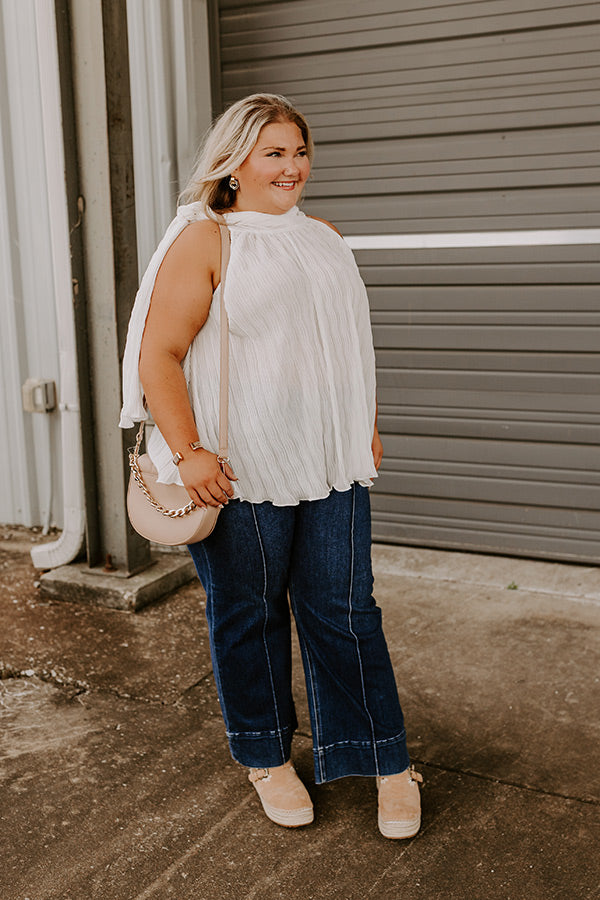 Lead Me Back To You Pleated Top in White Curves