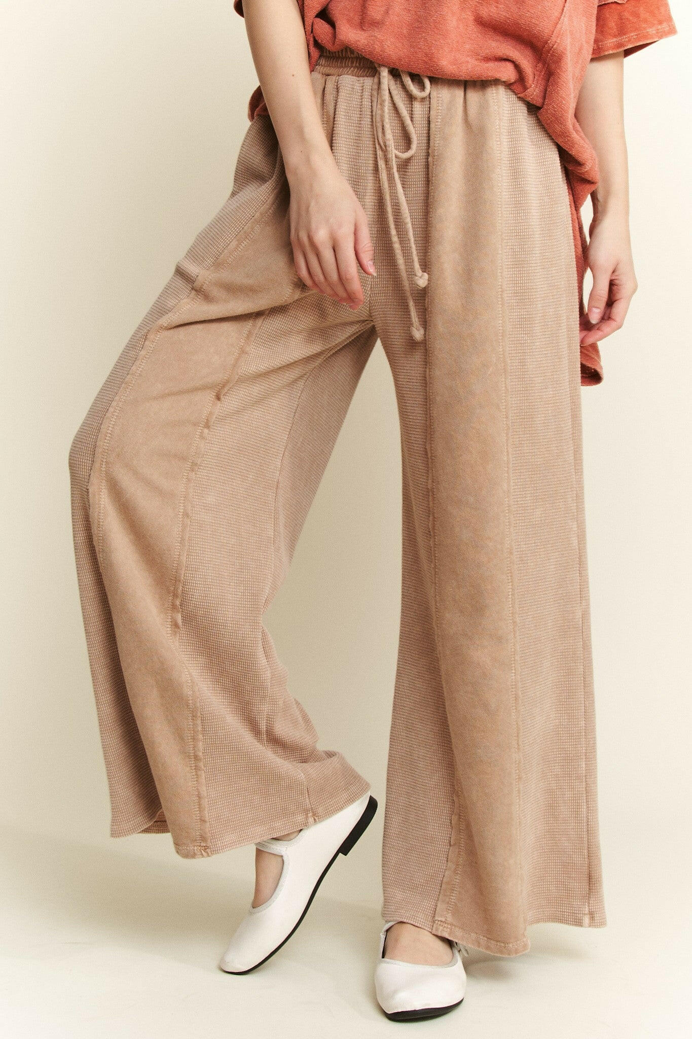 Mineral Wash Waffle Cropped Pants
