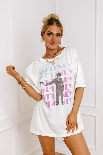 Whitney Houston On Stage Distressed Graphic Tee