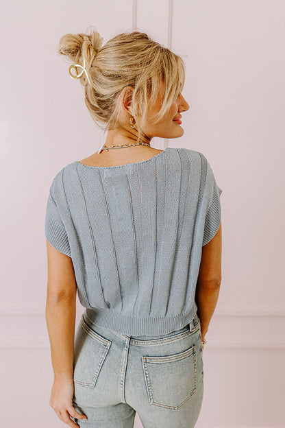 Moonlit Bay Knit Top In Airy Blue