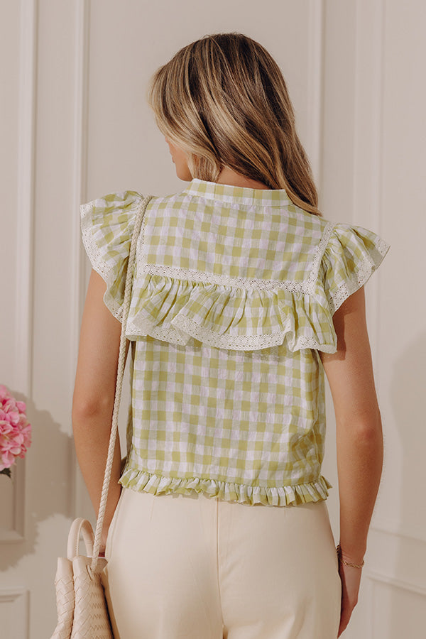 Downright Delightful Gingham Top In Lime