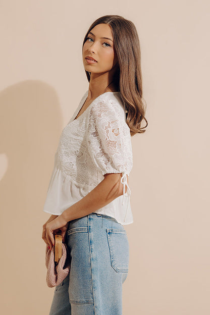 Romance Everywhere Embroidered Top In White