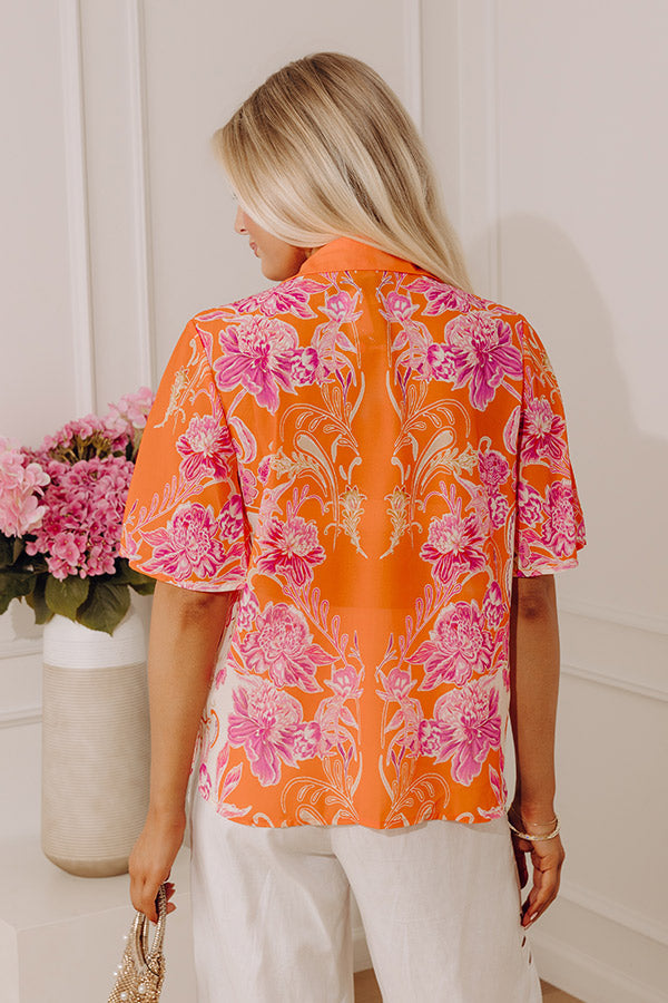 Coastal Call Button Up in Orange