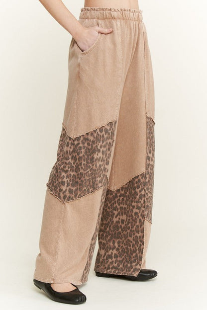 J.Her Mineral Washed Leopard Animal Patchwork Pants