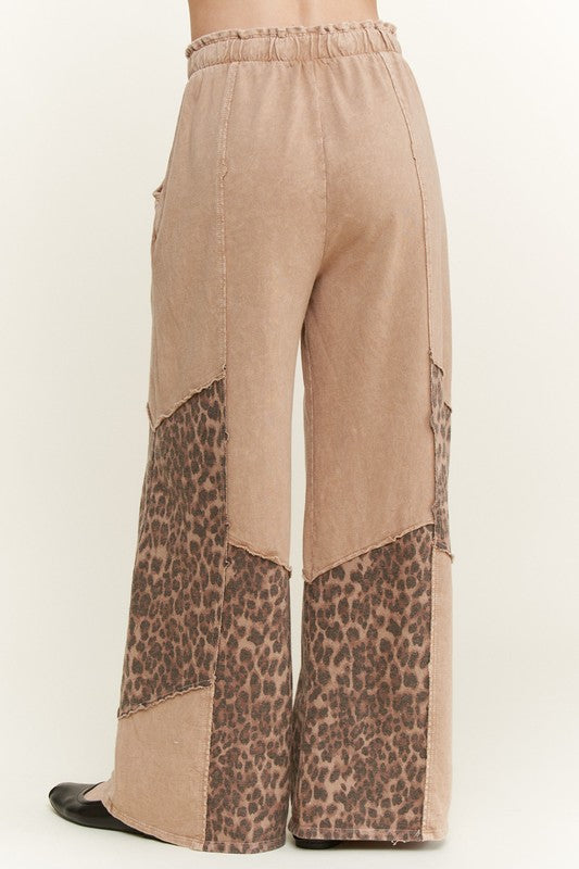J.Her Mineral Washed Leopard Animal Patchwork Pants