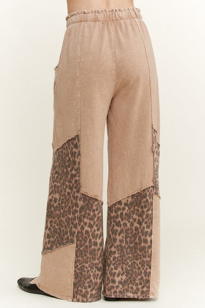 J.Her Mineral Washed Leopard Animal Patchwork Pants