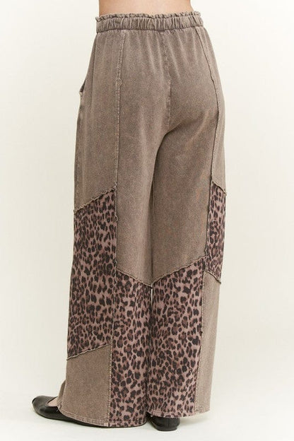 J.Her Mineral Washed Leopard Animal Patchwork Pants