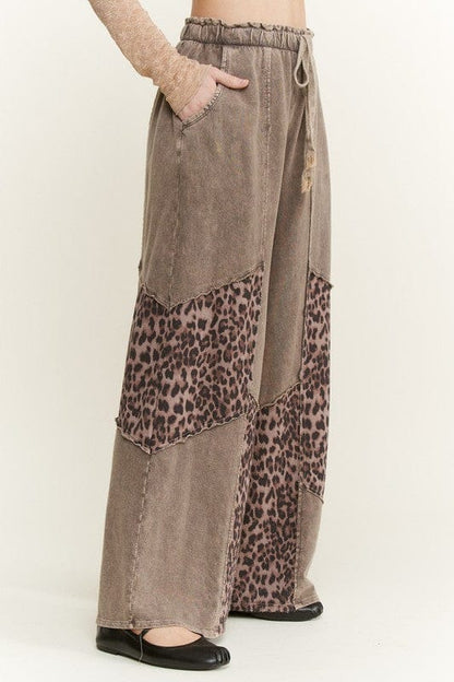 J.Her Mineral Washed Leopard Animal Patchwork Pants