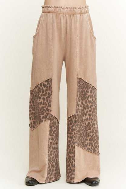 J.Her Mineral Washed Leopard Animal Patchwork Pants
