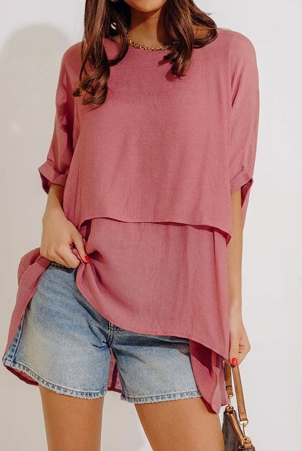 Tranquil Time Shift Top In Blush