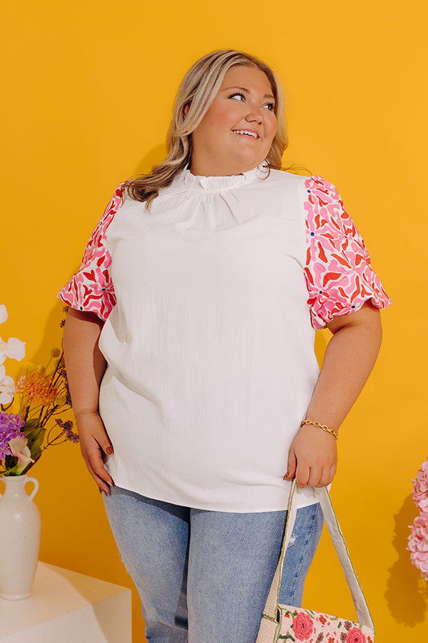 Mediterranean Cruise Embroidered Shift Top in White
