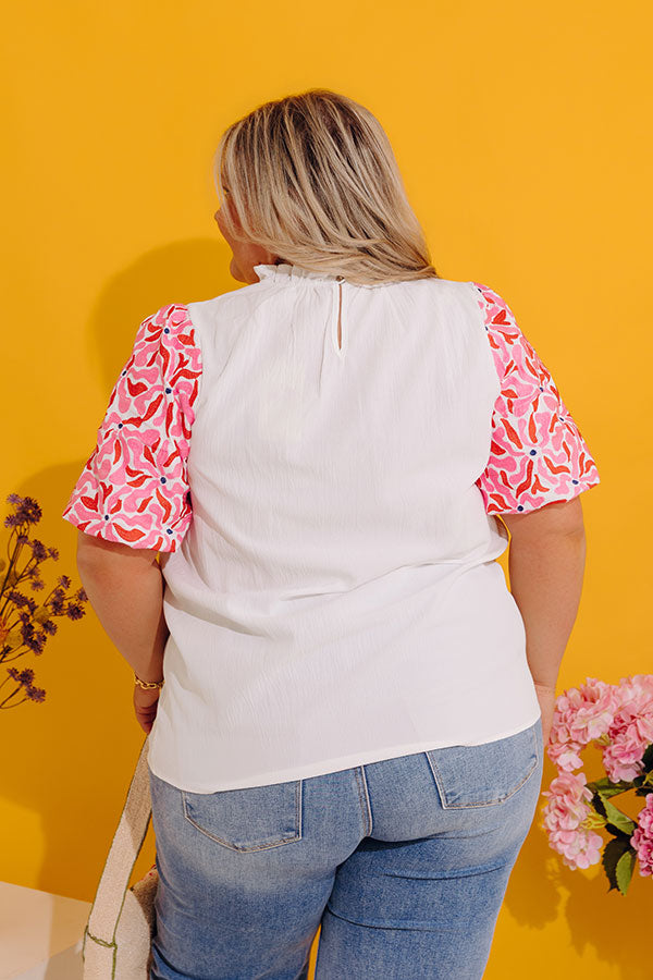 Mediterranean Cruise Embroidered Shift Top in White