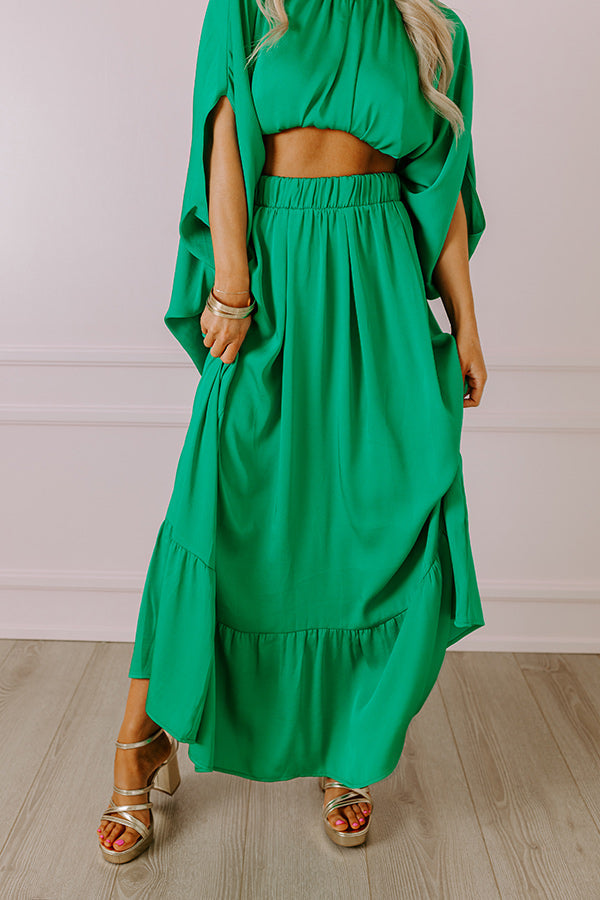 Resort Radiance Maxi Skirt in Green