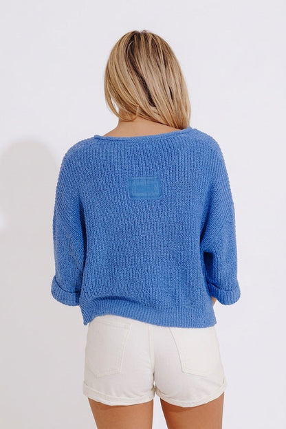 Vacation Vibes Knit Top in Ocean Blue