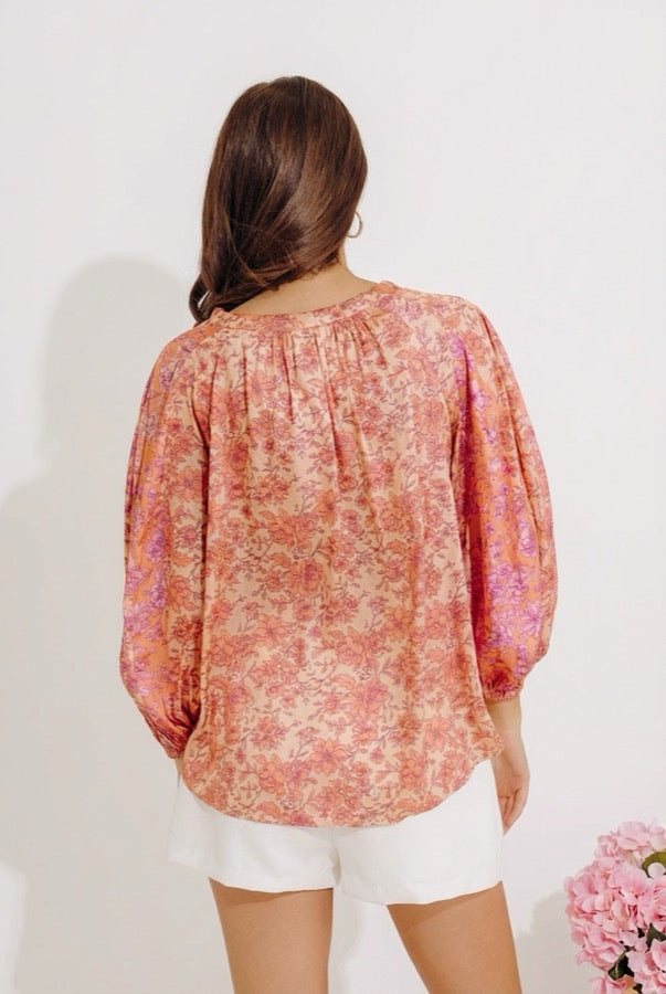 Serene Garden Satin Shift Top