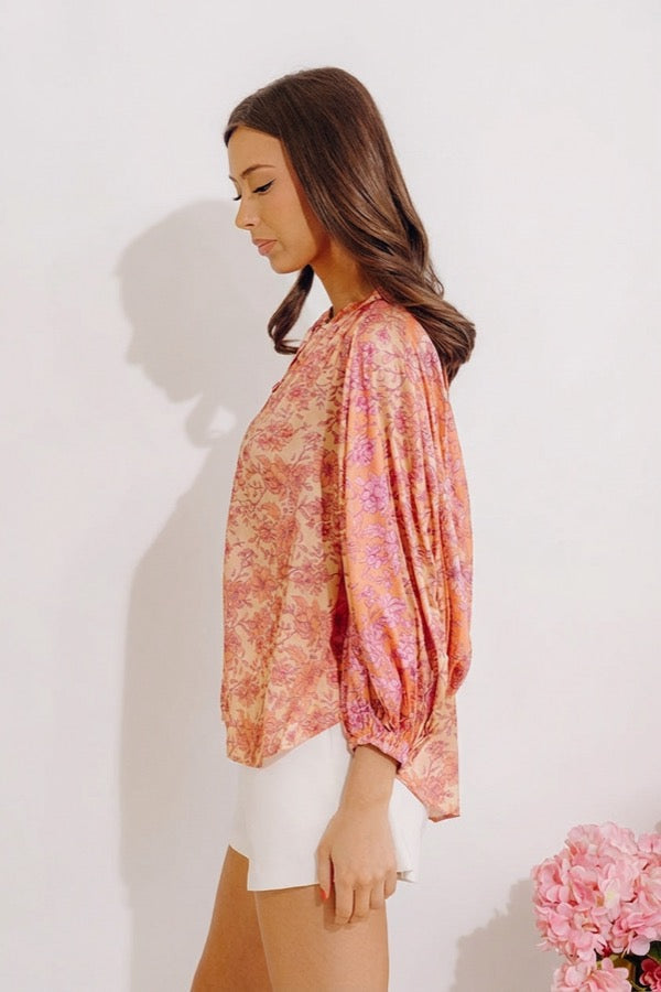 Serene Garden Satin Shift Top
