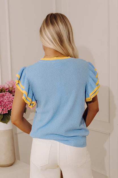 Sweet Charmer Knit Top in Sky Blue