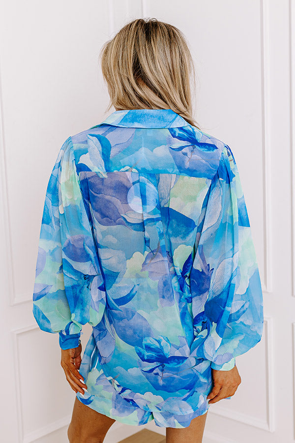 Oceanic Oasis Chiffon Button Up