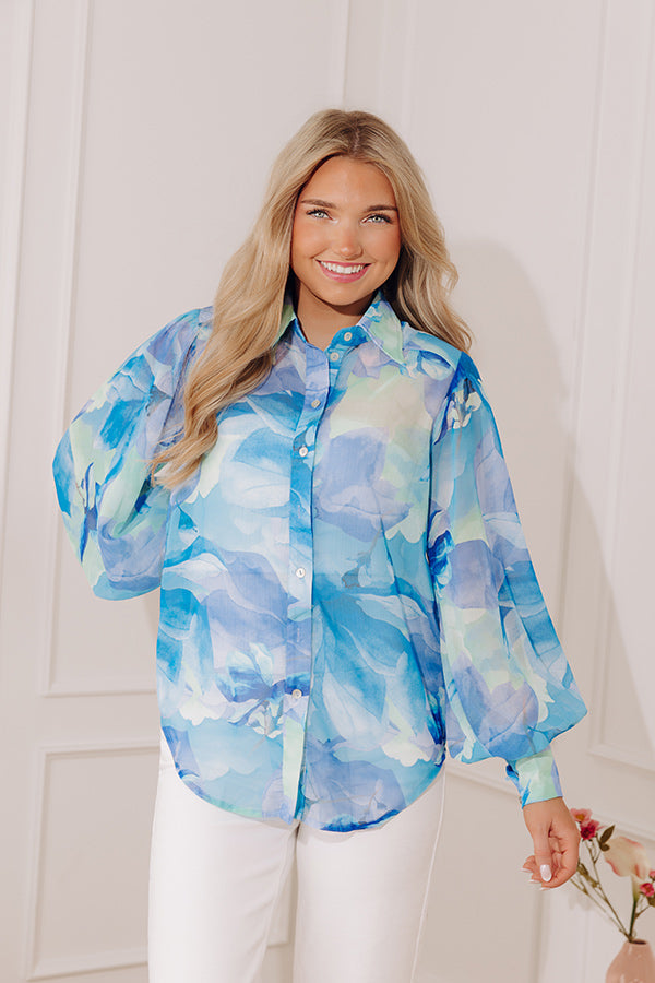 Oceanic Oasis Chiffon Button Up