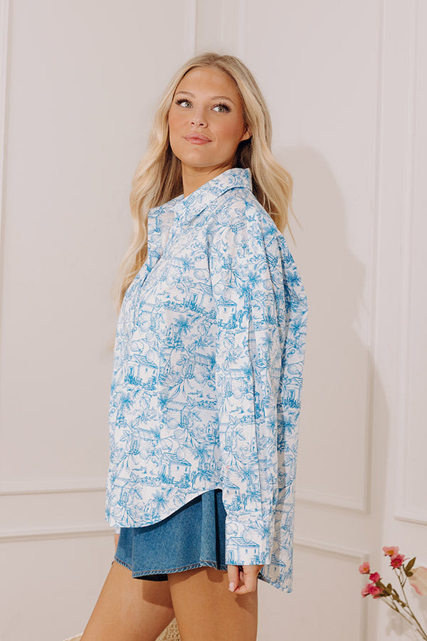 Tropical Lifestyle Button Up in Blue