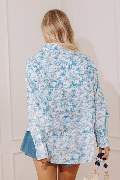 Tropical Lifestyle Button Up in Blue