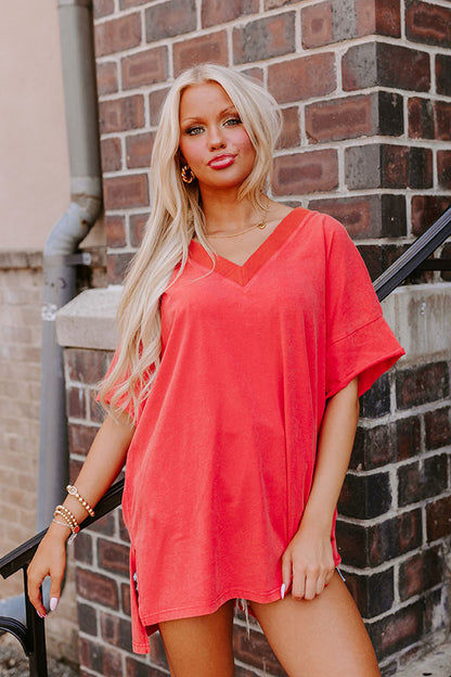 Casual Meetup Oversized Tee in Scarlet