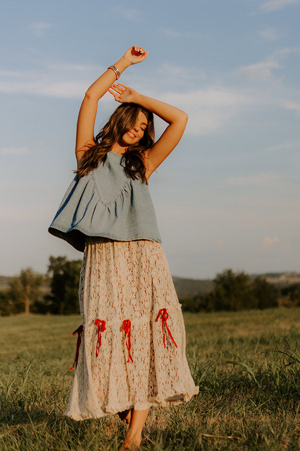 Boho Feels High Waist Lace Skirt in Wine