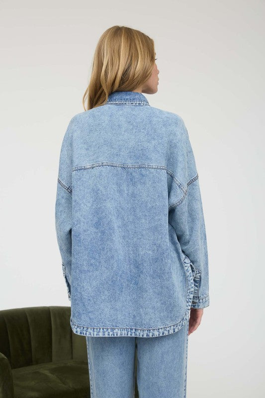 True Denim Button Top