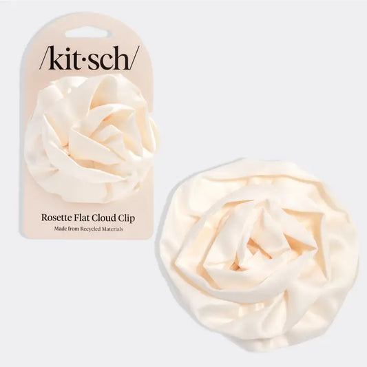 Satin Rosette Medium Flat Cloud Clip (Cream)
