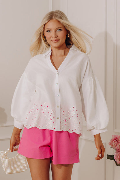 Kind Gesture Eyelet Top in White