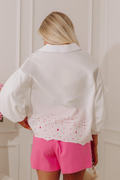 Kind Gesture Eyelet Top in White