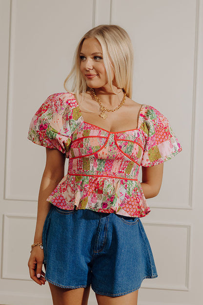 Chateau Lovely Floral Smocked Top
