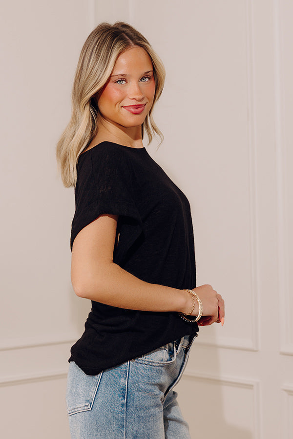 Casual Couture Knit Tee in Black