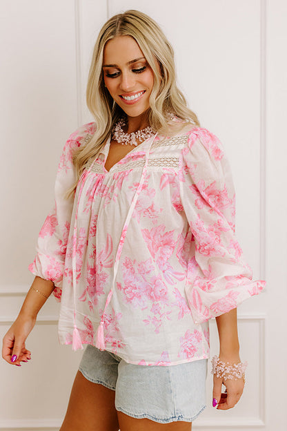 Garden Serenade Floral Top in Pink