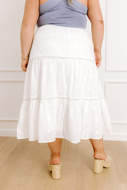 The Gabriella High Waist Embroidered Midi Skirt Curves