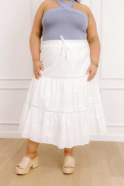 The Gabriella High Waist Embroidered Midi Skirt Curves