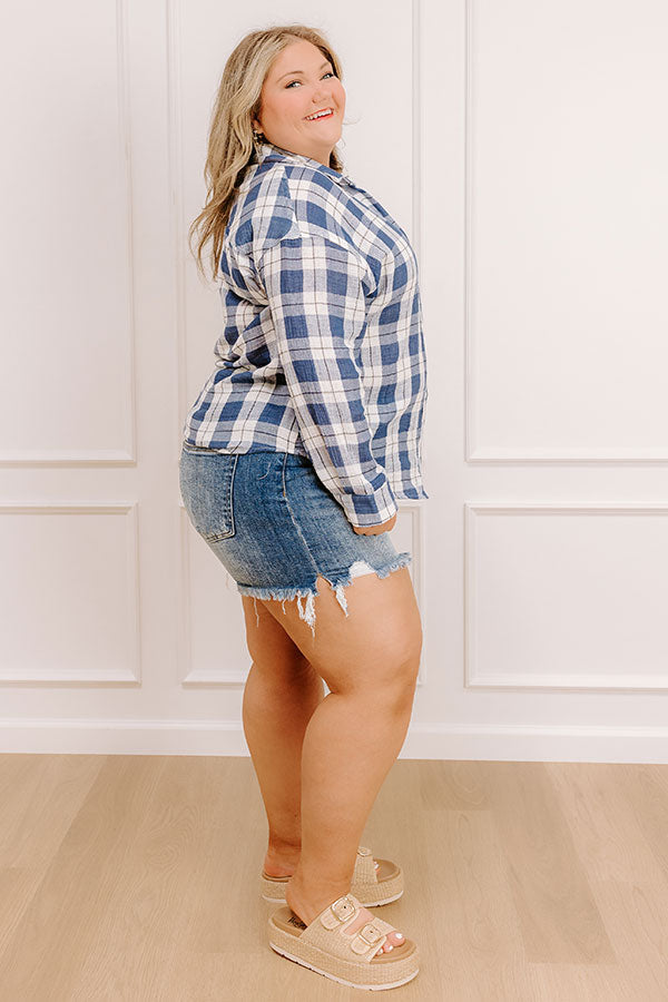 Countryside Charm Oversized Plaid Button Up Curves