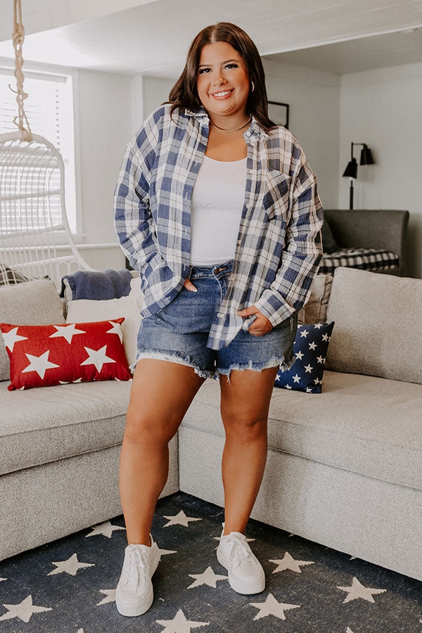 Countryside Charm Oversized Plaid Button Up Curves
