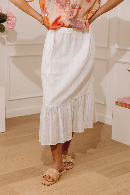 The Natalia High Waist Eyelet Midi Skirt