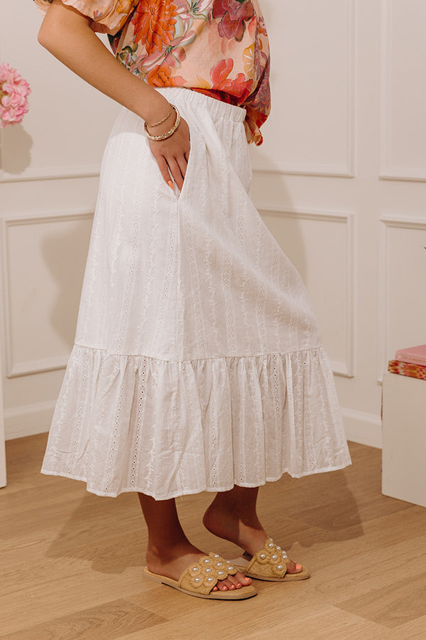 The Natalia High Waist Eyelet Midi Skirt