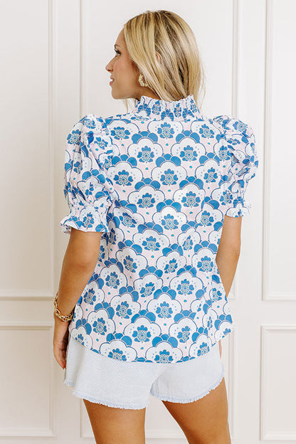 Popular Song Floral Top in Sky Blue