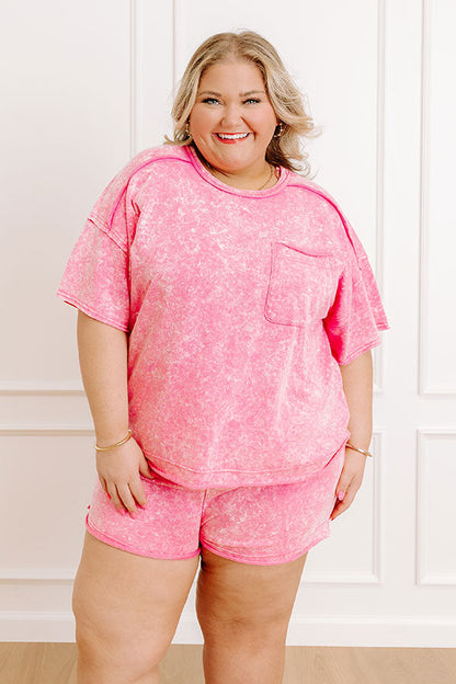 Road Trip Ready Oversized Vintage Wash Tee in Pink Curves