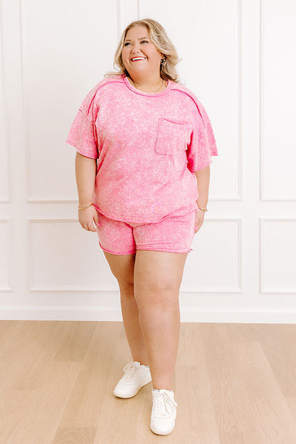 Road Trip Ready Oversized Vintage Wash Tee in Pink Curves