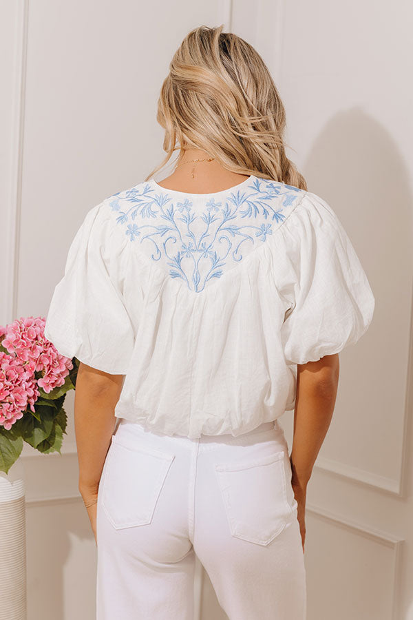 Antigua Bound Embroidered Top in White